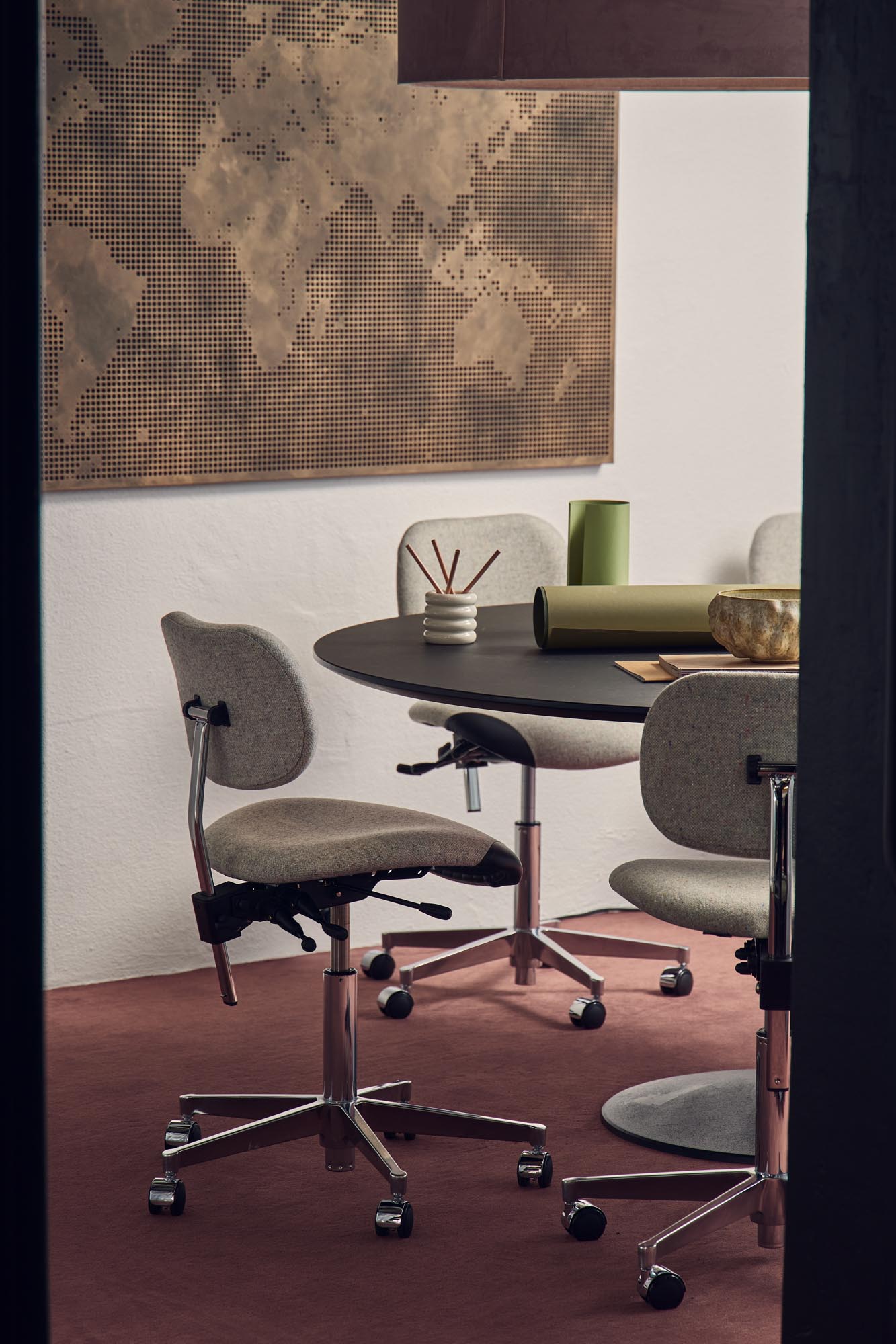 vermund vl66 office chair classic chrome frame dotty grey textile 1